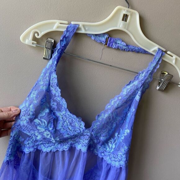 Victoria’s Secret Lavender Lace Halter Babydoll Chemise – Size L - Picture 7 of 9